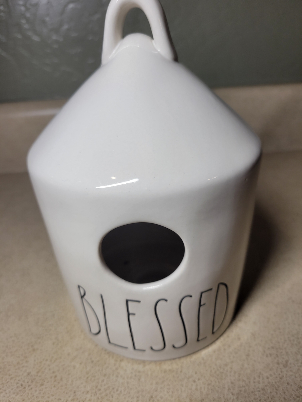 Rae Dunn White 'BLESSED' Ceramic House Accent